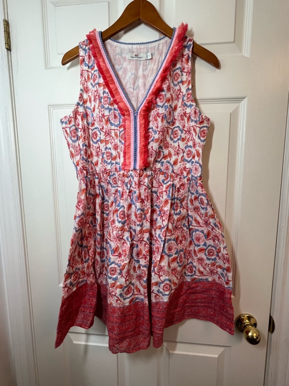 Vineyard Vines Floral Mini Dress in White, Pink and Blue